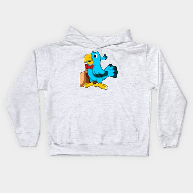 Parrot as Businessman with Bag Kids Hoodie by Markus Schnabel